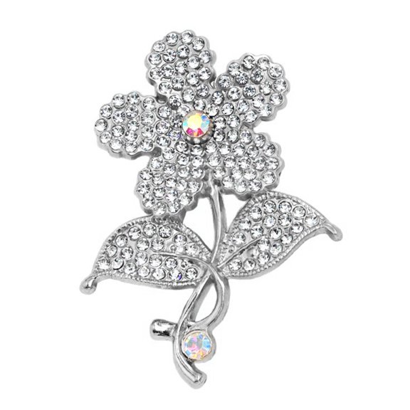 fuxzkrlz Vintage Rhinestone Flower Brooch, Floral Alloy Lapel Pin, Sweater Cardigan Coat Business Suit Decoration, Men Women Clothing Accessories
