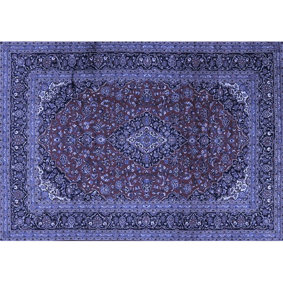 Ahgly Company Indoor Rectangle Medallion Blue Traditional Area Rugs, 4' x 6'