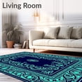thumbnail image 2 of ODIKA 8'x10' Machine Washable Non-Slip Area Rug, Ethereal Paisley Enchanted Garden Mystical Wonderland High Traffic Rug with Pad, Blue, 529437, 2 of 8