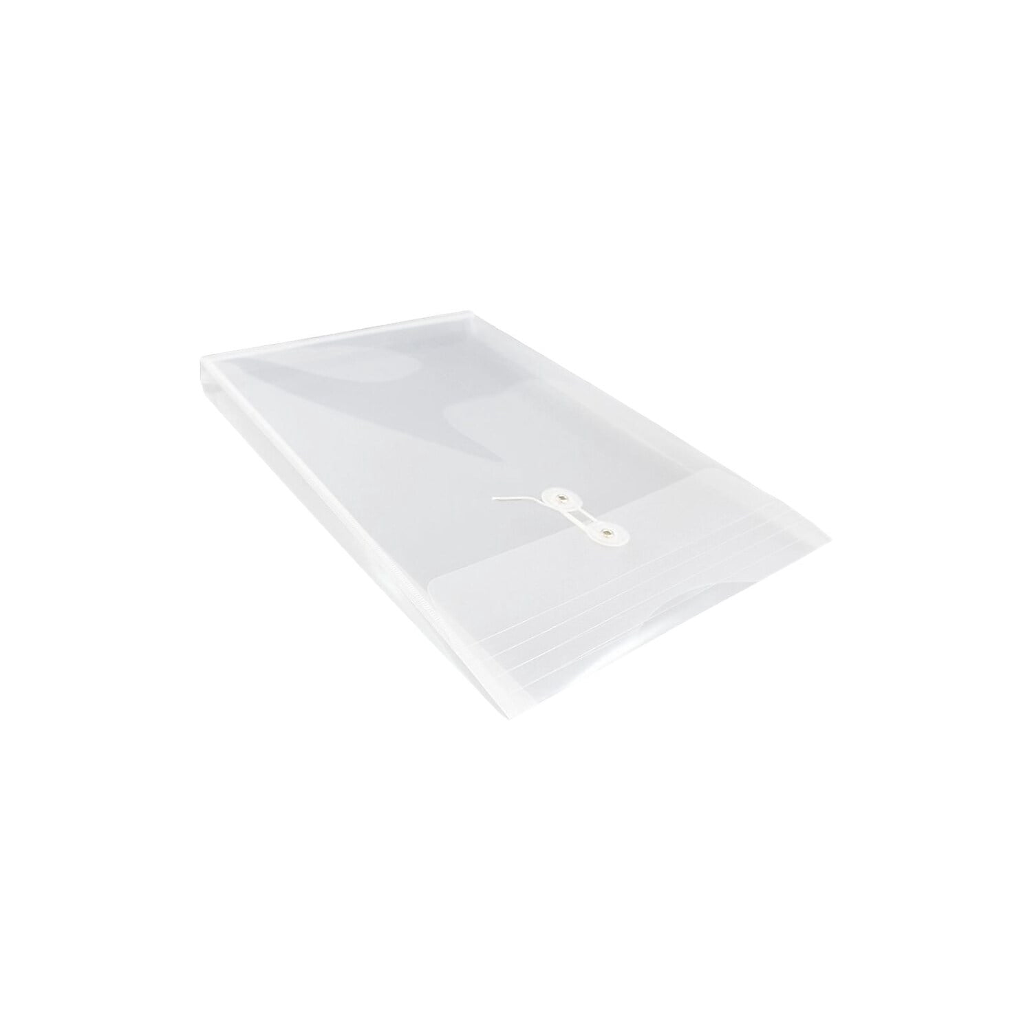 JAM Paper Plastic Envelopes, 9.8x14.5, Clear, Button String, Legal Open End, 12/Pack