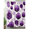 thumbnail image 2 of Purple White Gold Geometric Shower Curtain, Modern Abstract Hexagon Pattern Bathroom Decor Curtains Set with Hooks, Waterproof Fabric Home Accessories， Stall 48 X 72 Inch, 2 of 6
