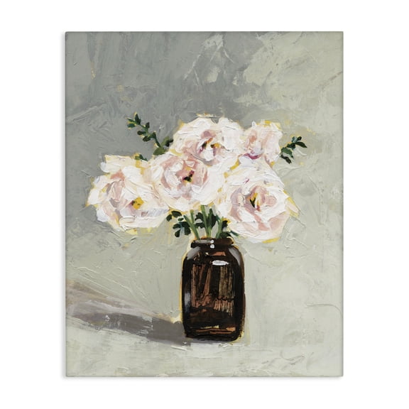 Stupell Industries Shabby Chic Flower Jar Green Pink Modern Canvas Art, 16 x 20, by Victoria Borges