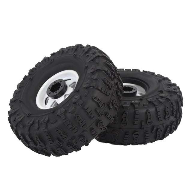Rubber RC Crawler Tire Set, Metal Hex Hub Wheel Rims, Improved Traction Shock Absorption for 1.9 Inch RC Tire