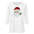 thumbnail image 4 of asdoklhq Plus Size Tops Christmas Ladies' Christmas Round Neck 3/4 Sleeve T-shirt Shirt White M, 4 of 4