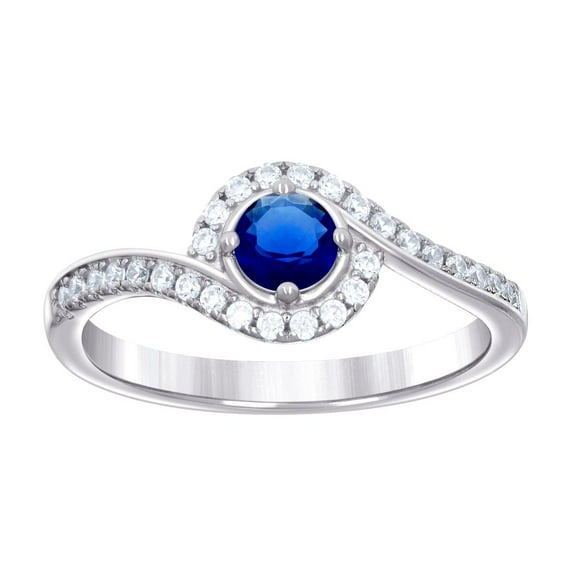 925 Sterling Silver Womens Blue White Cubic Zirconia Fashion Ring 5.8mm Wide Size 8 Ring for Women