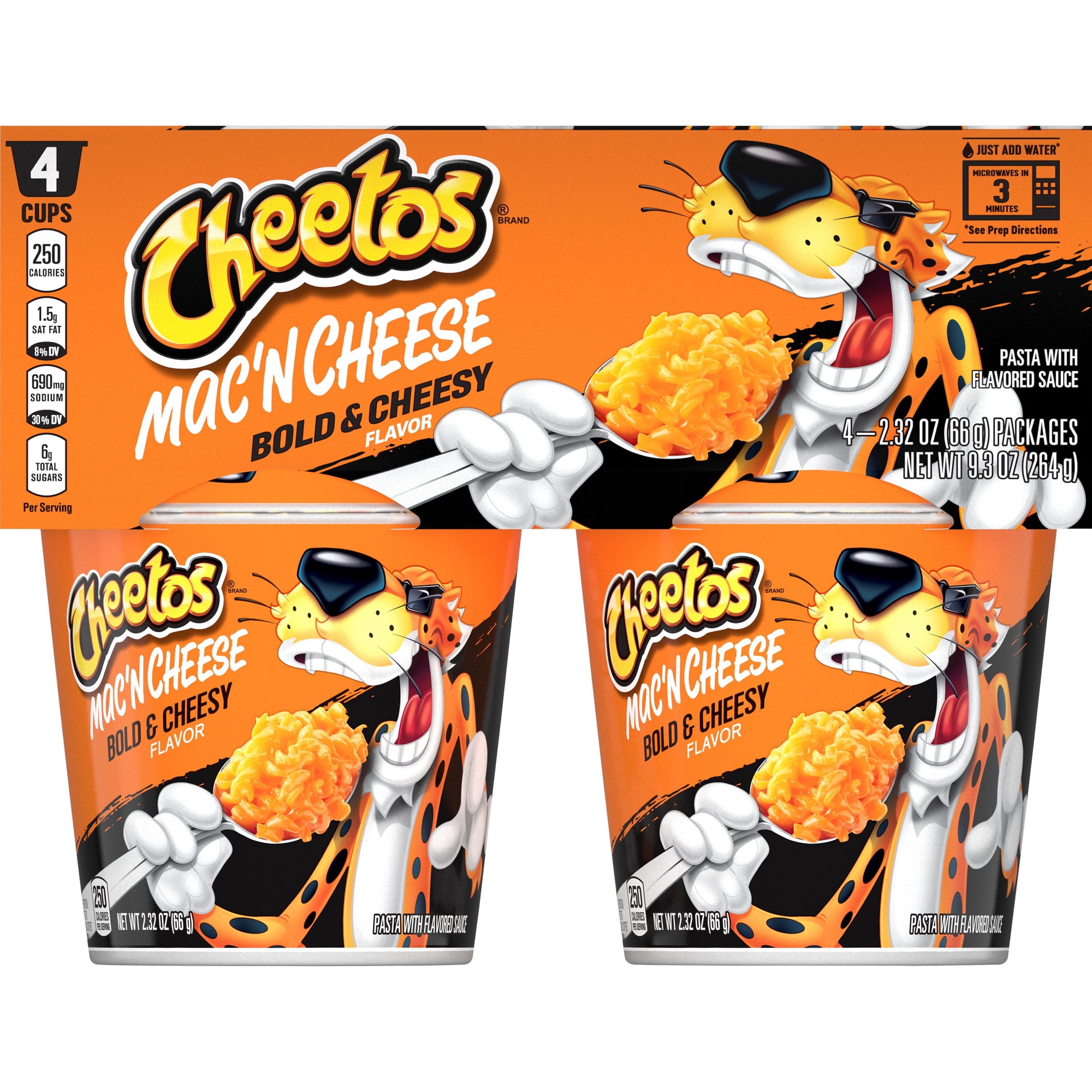 Cheetos Mac'N Cheese Pasta with Flavored Sauce Bold and Cheesy Flavor, 2.32 oz, 4 Count