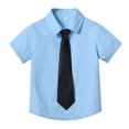 thumbnail image 2 of Boys Button Down Shirts Light Blue Short Sleeve Shirt Boys Boys Formal Shirt Uniforms for Boys Boys Girls Fashion, 2 of 9