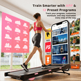 thumbnail image 5 of Walking Pad with 12-Level Auto Incline, 4 MPH Under Desk Treadmill, 2.5HP Motor, 16% Incline, APP & LED Display, 300 LBS Capacity for Home Office, Pink, 5 of 8