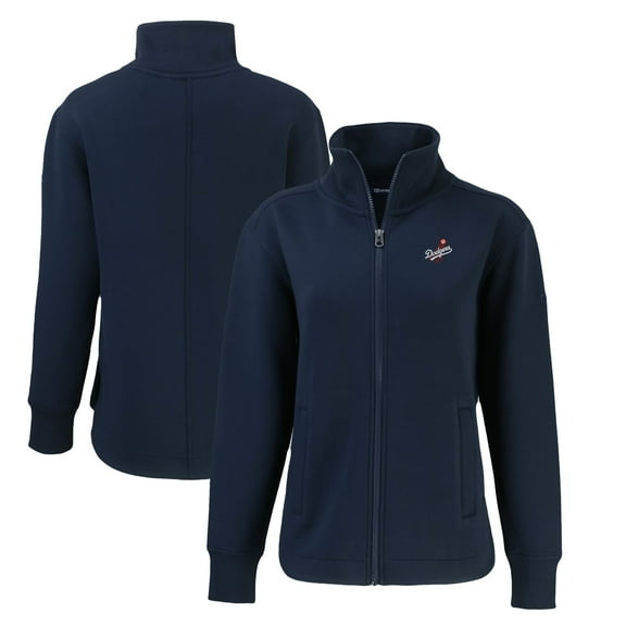 Women's Cutter & Buck Navy Los Angeles Dodgers Cooperstown Collection Roam Eco Recycled Full-Zip Jacket