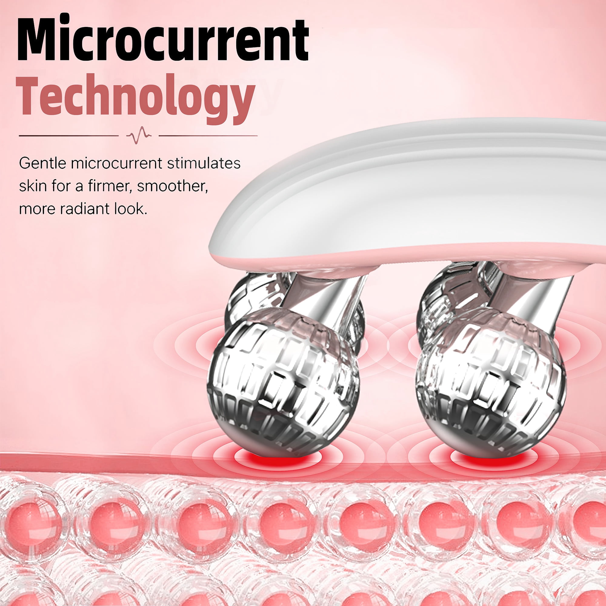 MACTANO Electric Face Massager Tool, Wireless Microcurrent Facial Jaw Massager with 3D Roller 3 Mode for Face Neck