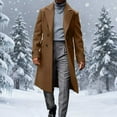 thumbnail image 2 of Zedker Winter Coats for Mens Double Breasted Trench Coat Notched Lapel Long Peacoat Classic Casual Winter Overcoat Brown XXL, 2 of 7