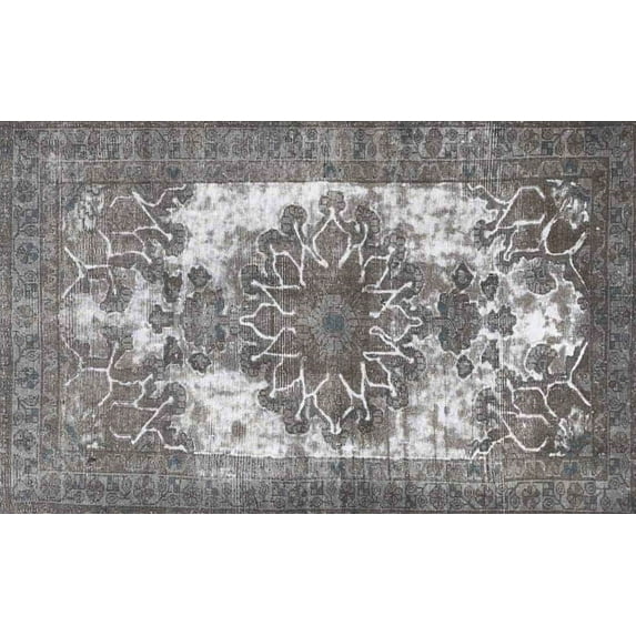 Ahgly Company Machine Washable Indoor Rectangle Traditional Dark Goldray Area Rugs, 4' x 6'