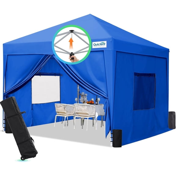 Privacy 8x8 Pop up Canopy Tent with Sidewalls and Roll-up Ventilated Windows, One Person Easy Setup, Outdoor Commercial Gazebo Shelter Enclosed Waterproof, Bonus 4 Sandbags