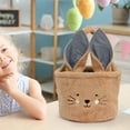 thumbnail image 3 of Lilixerw Easter Cute Bunny Ears Plush Basket,Foldable & Reusable Large Capacity Easter Basket for Eggs,Candy & Gifts,Easter Party Decor & Egg ,14.2"x9.1",Brown, 3 of 6