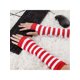 thumbnail image 5 of Guantes sin dedos para mujer INSPIRE CHIC, calentadores de brazo de punto hasta el codo, rayas anchas rojas y blancas, 5 of 6