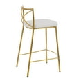 thumbnail image 3 of Modern Charlotte 25" Contemporary Fixed-Height Counter Stool In Gold Metal And White Faux Leather - Set Of 2, 3 of 6