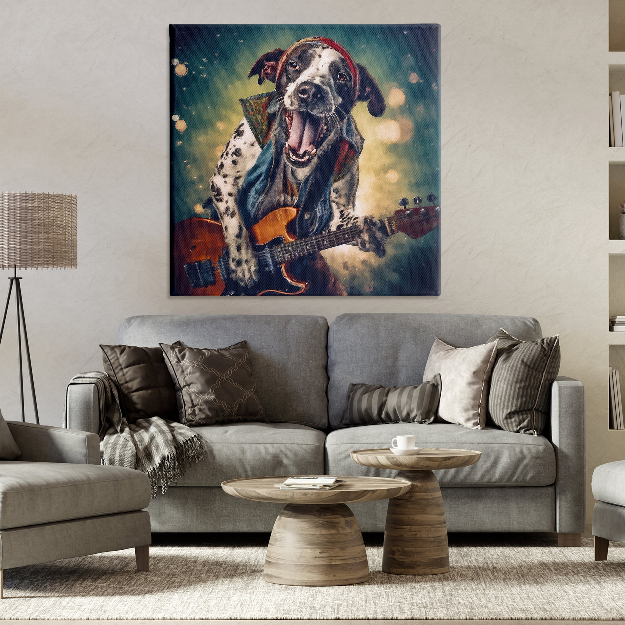 Stupell Industries Musician Dog Singing Animals Painting Wrapped Canvas Art Print Wall Art, 36 x 36
