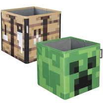 Minecraft: Fabric Storage Boxes: 2pc - Creeper & Crafting Table - 10" Collapsible Cubes, Toy-Games-Clothes Organization, Game Themed Designs, Licensed