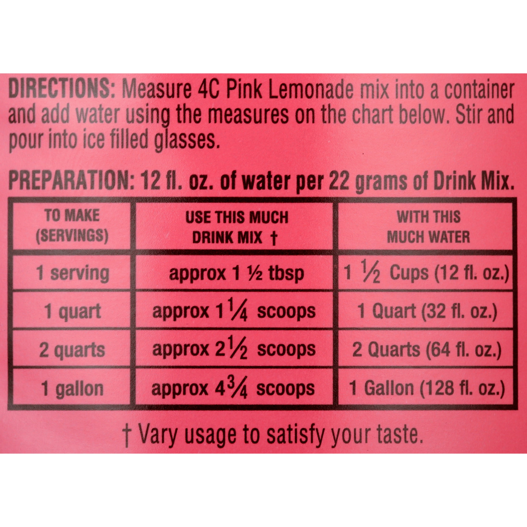 (3 pack) 4C 35 Qt Powdered Soft Drink Mix Pink Lemonade, 72.5 oz, Single Pack Canister