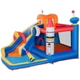 thumbnail image 2 of Outsunny 5-in-1 Water Slide Kids Inflatable Bounce House Space Theme Water Park Includes Slide Trampoline Pool Cannon Climbing Wall with Carry Bag, Repair Patches without Air Blower, 2 of 9