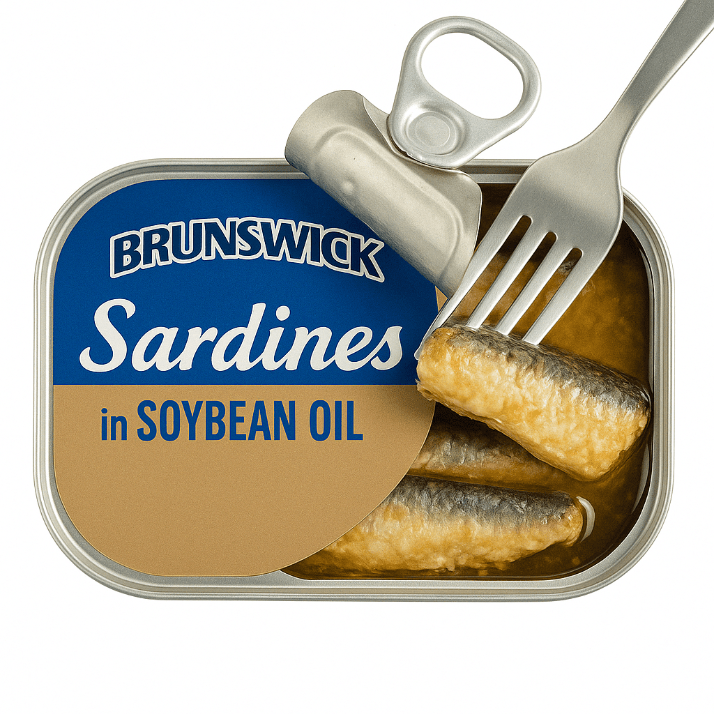 Brunswick Sardines in Soybean Oil, 3.75 Oz (Pack of 25) – Wild-Caught Sardines, Ready-to-Eat, High Protein Snack, Keto & Paleo Friendly