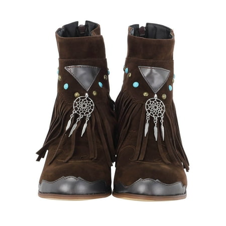 

Cathalem Women s Rain Boots Size 8 High Women Autumn And Winter Tassel Boots Fashion Women Boots Large Boots for Women Casual Brown 8.50
