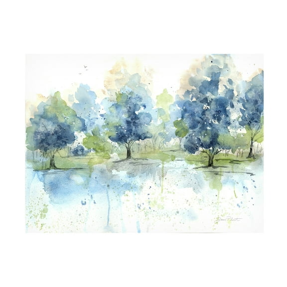 Canvas Wall Art - Jean Plout 'Washy Blue Landscape B' Wall Art for Living Room, Bedroom, or Office Décor by Trademark Fine Art - 19 x 14 Inches