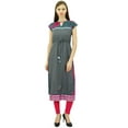 thumbnail image 4 of Bimba Women's Indian Kurti Cap Sleeve Double Layer Straight Kurta With Drawstring Waist, 4 of 8