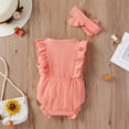 thumbnail image 3 of Seyurigaoka Newborn's Romper Hair Band Set,Infant's Fly Ruffled Sleeve Jumpsuit, 3 of 7
