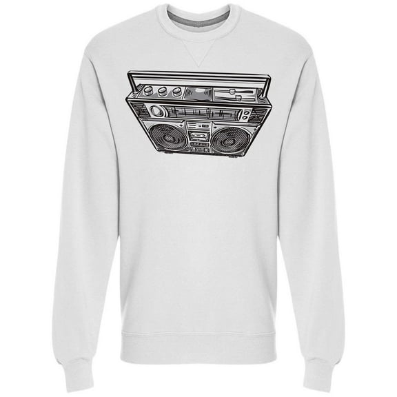 Retro Boombox Tape Recorder Sweatshirt Men -Image by Shutterstock, Male Medium