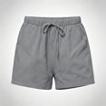 thumbnail image 5 of Loose Shorts for Women Elastic Waist Side Pockets Casual Outwear Cotton Short,Gray Size 2XL, 5 of 6