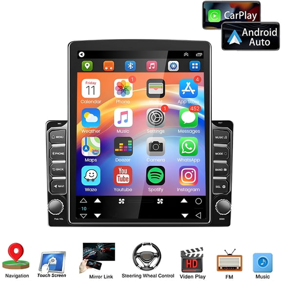 iSpchen Car Stereo Radio for Chevrolet Silverado Tahoe Suburban Equinox Malibu Impala Cruze GMC Sierra Yukon Acadia 2007-2022, for Ford F250 2014 GPS Navigation with Wireless CarPlay Android Auto