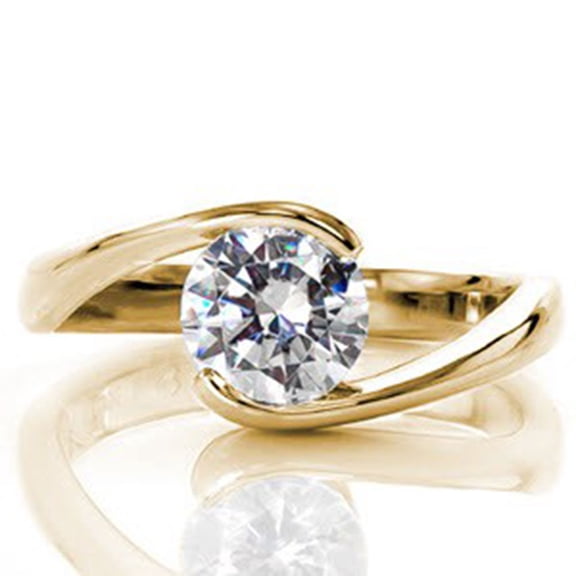 IGI / GIA Certified Lab Grown Round Cut 0.50 Ct Diamond Ring 14k Yellow Gold Women Sizable