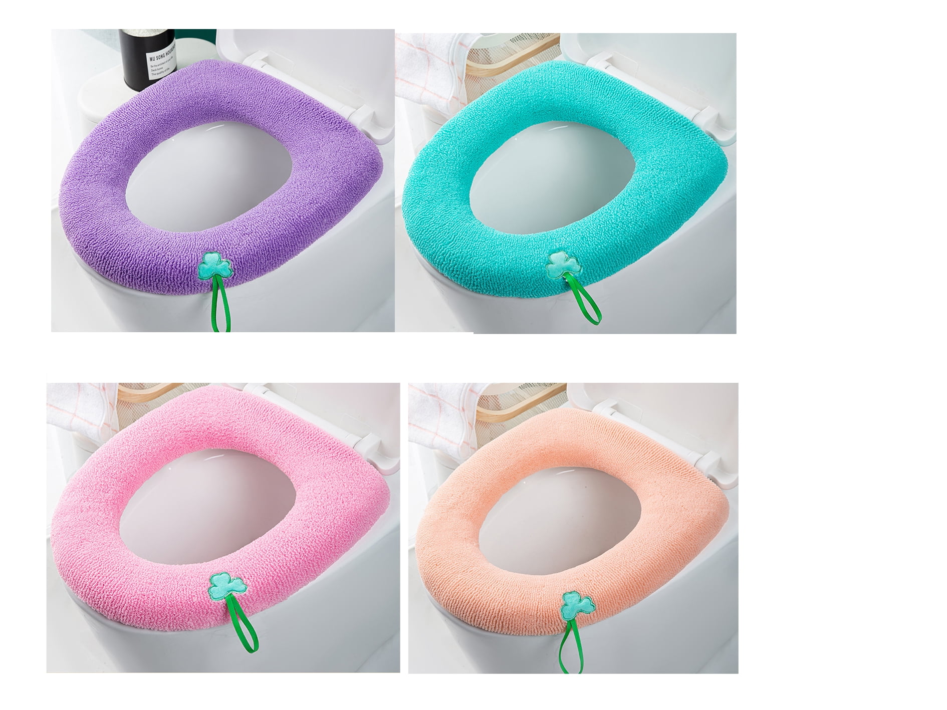 Pack of 4 Toilet Seat Warmers,Toilet Seat Cover Pads,Washable Toilet
