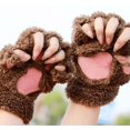 thumbnail image 3 of 2 guantes dobles con garra de gato, guantes con dedos abiertos de dibujos animados lindos en invierno, guantes gruesos de medio dedo con pata de oso (color café) Sincero Electrónica, 3 of 5