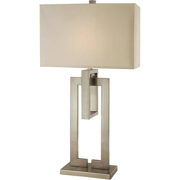 Precision 1-Light Brushed Nickel Table Lamp With Ivory Shantung Shade