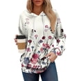 thumbnail image 2 of Hoodies For Women Oversized Winter Cute Sweatshirts Pullover Trendy Fall Clothes, Floral Print Lightweight Design without Pockets for Fall Winter Style and Comfort,Beige,L, 2 of 8