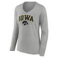 thumbnail image 2 of Women's Gray Iowa Hawkeyes Campus Long Sleeve V-Neck T-Shirt, 2 of 3