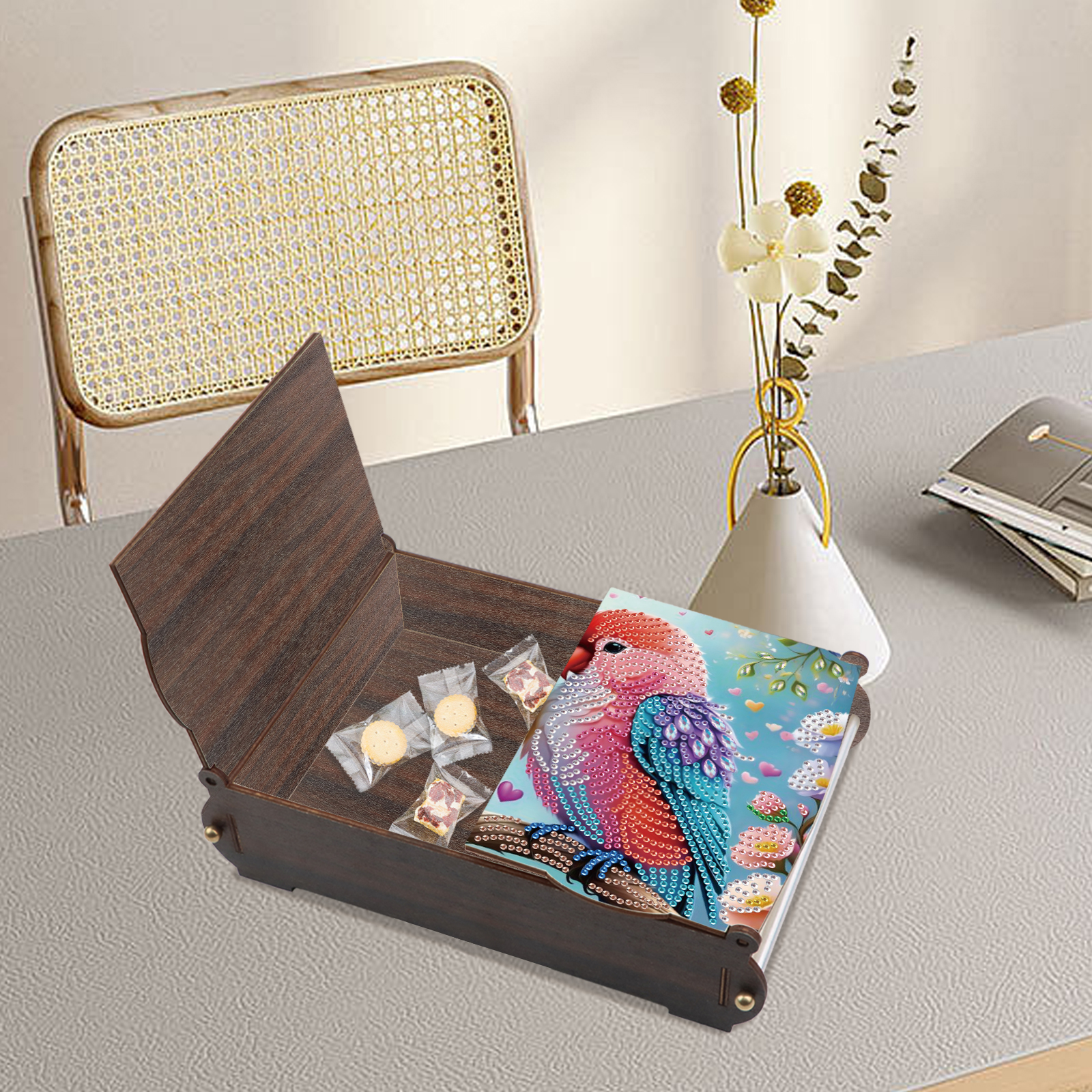 Diamond Painting Kit Storage Box Loving Birds DIY Multi-Purpose Craft Storage Box Ideal for Home Offices and Holiday Gifts