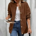 thumbnail image 6 of Stamzod Fall Jackets for Women 2025 Solid Color Stand Collar Long Sleeve Button Corduroy Jacket with Pocket Casual Barn Jackets for Women Brown-1 M, 6 of 10