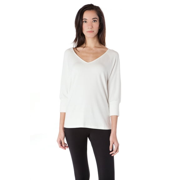 Bat Wing 3/4 Sleeve V Neck Top