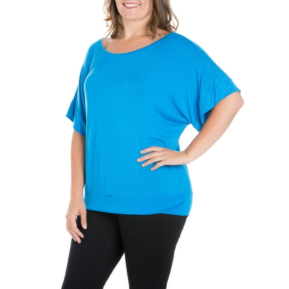Women's Plus Size Short Sleeve Loose Fitting Dolman Top