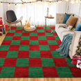 thumbnail image 5 of Christmas Area Rugs 8' x 10', Christmas Carpet with Non-Slip Backing, Stain-Resistant Checkered Print Floor Mats, Washable for Living Room, Bedroom, Red Green, 5 of 8