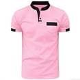 thumbnail image 6 of UVEASISHA Fashion Henley Shirts for Men Color Block Short Sleeve T-Shirt 3 Button Collarless Golf Shirts Regular Fit Casual Business Work Tees Pink XL, 6 of 6