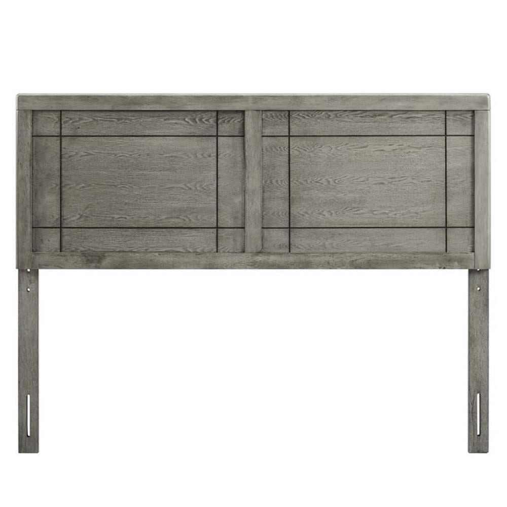 Pemberly Row King Modern Rubberwood and MDF Headboard in Gray