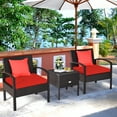 thumbnail image 2 of Patiojoy 3-Piece Patio Wicker Storage Table & Chair Set Outdoor Conversation Set Red, 2 of 6