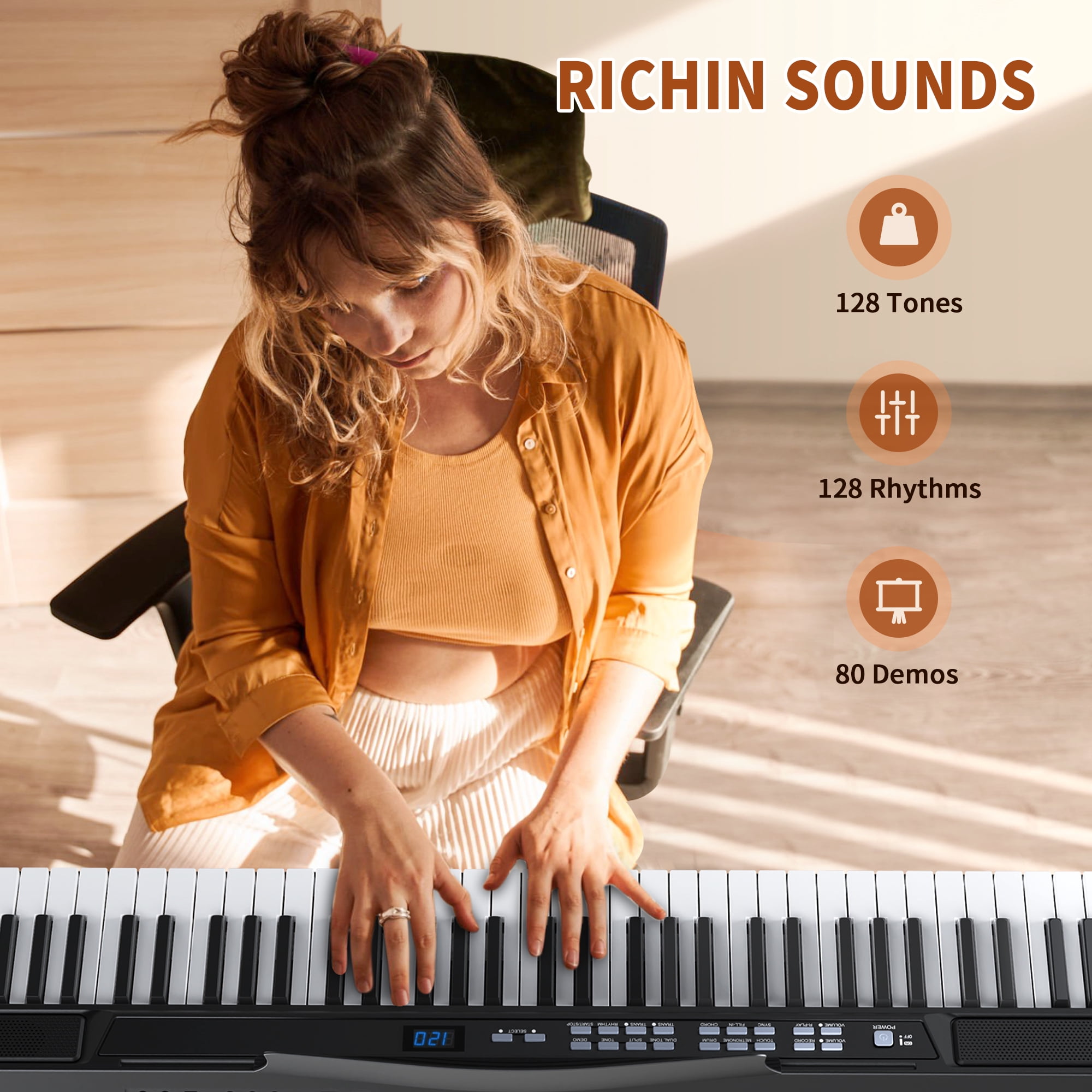 SUGIFT 88 Key Digital Piano Keyboard Semi-Weighted Piano Keyboard 88 Keys with Bluetooth, Piano Pedal, Stand, Carrying Case, and Headphones