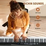 SUGIFT 88 Key Digital Piano Keyboard Semi-Weighted Piano Keyboard 88 Keys with Bluetooth, Piano Pedal, Stand, Carrying Case, and Headphones