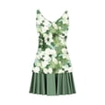thumbnail image 5 of Riforla Maillots de Bain pour Femmes Imprimé Mode Col en V Plissé Tankini Bikini Mini Robe de Maillot Style Jupe Maillots de Bain pour Femmes Vert Clair P, 5 of 5