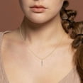 thumbnail image 2 of 925 Sterling Silver Gold Plated Aquamarine & Pink Tourmaline Vertical Bar Necklace, Natural Gemstone Pendant, Adjustable 15–16” Chain, 2 of 4
